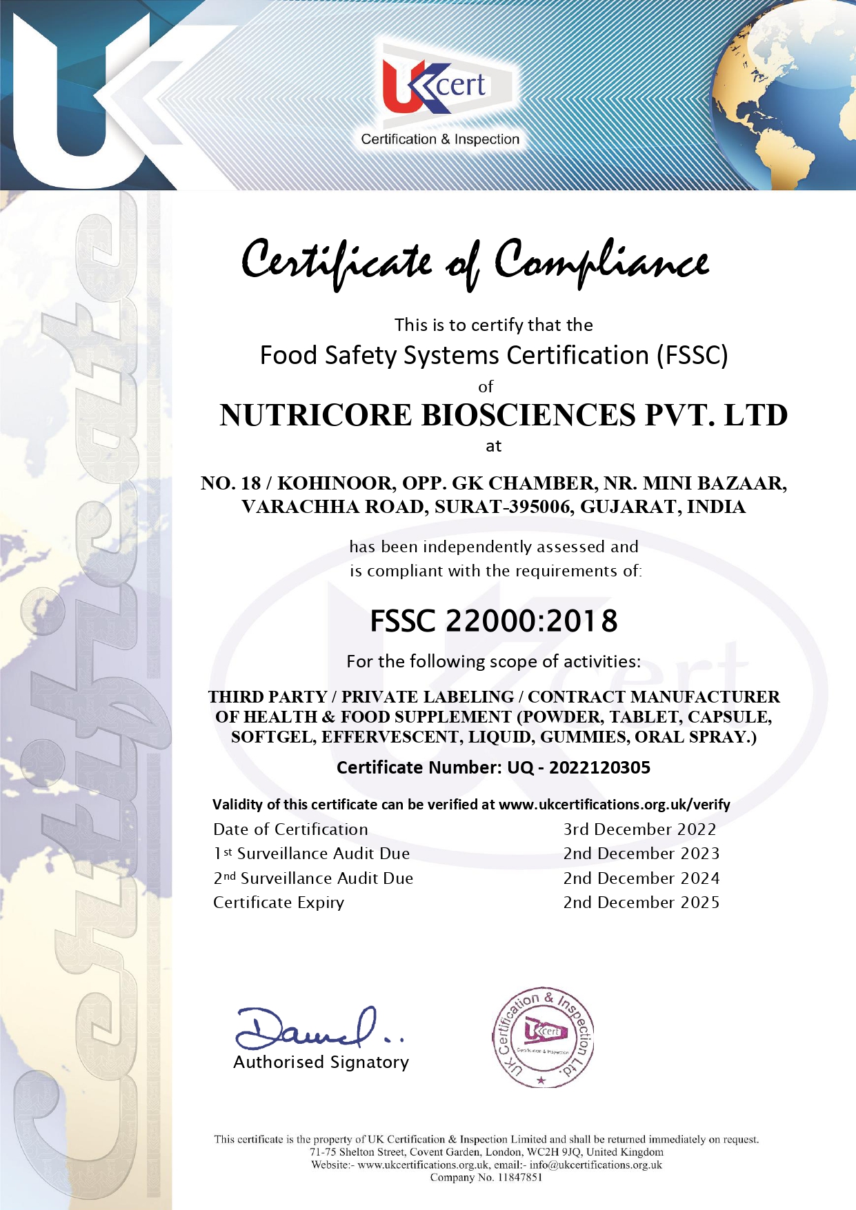 food safety system certification (fssc)